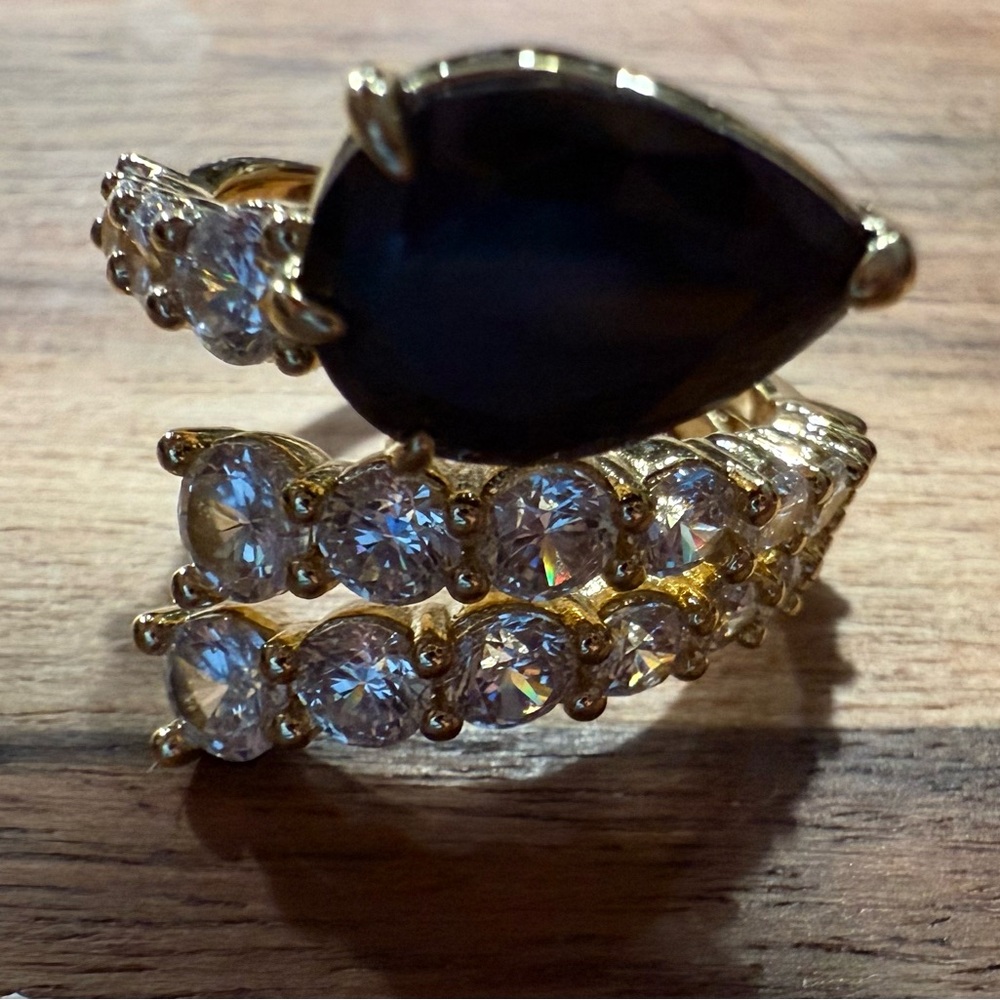 Bomb Party Open Sky Dreams RG69277 Black Onyx CZ size 6 NEW